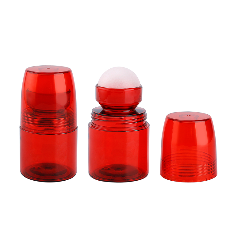 Lozioni deodoranti ricaricabili vuote rosse da 70 ml rotolano su bottiglie di plastica per profumo di siero, bottiglie di olio profumato con ricarica roll-on